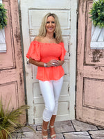 Ryan Ruffle Top - Coral
