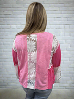 Pink Color Block Flare Top
