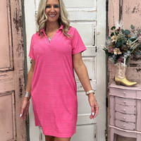 Terry Dress - Hot Pink