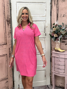 Terry Dress - Hot Pink