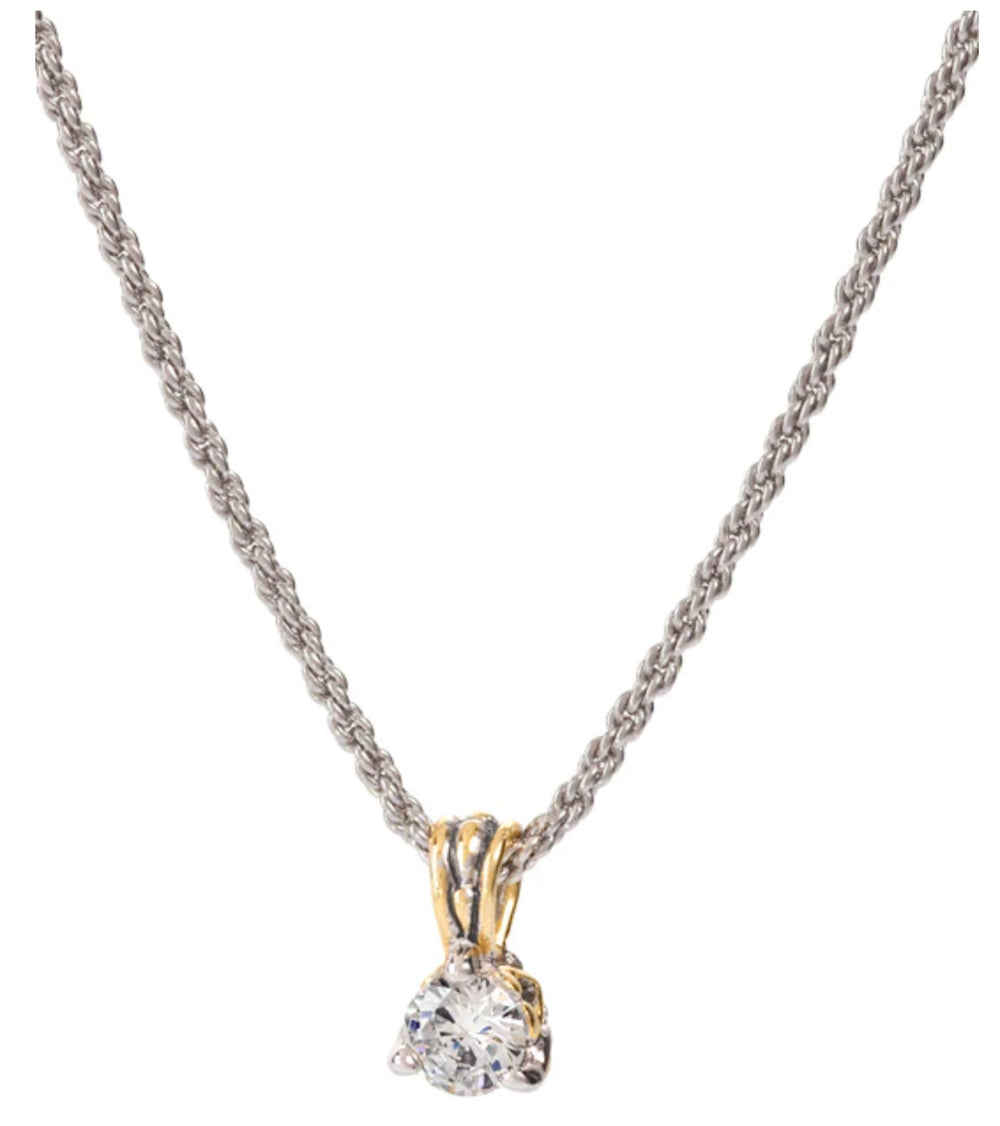 K5017-AF05 - 7MM - Beijos Collection - CZ Prong Set Pendant Necklace