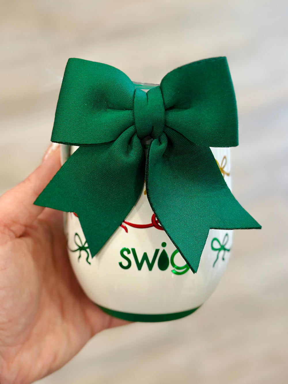 Christmas Bows - Stemless Wine Cup 12oz