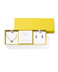 Complete with birthstone-inspired colorways and sparkling details, the Cailin Birthstone Gift Set is perfectly personalized for any occasion. This shining duo pairs a timeless pendant necklace with elevated everyday huggie earrings, creating a gift-ready set that’s pre-wrapped and offered at an exclusive price—ideal for any thoughtful gift giver.
