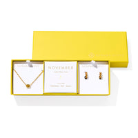 Complete with birthstone-inspired colorways and sparkling details, the Cailin Birthstone Gift Set is perfectly personalized for any occasion. This shining duo pairs a timeless pendant necklace with elevated everyday huggie earrings, creating a gift-ready set that’s pre-wrapped and offered at an exclusive price—ideal for any thoughtful gift giver.
