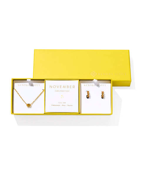 Complete with birthstone-inspired colorways and sparkling details, the Cailin Birthstone Gift Set is perfectly personalized for any occasion. This shining duo pairs a timeless pendant necklace with elevated everyday huggie earrings, creating a gift-ready set that’s pre-wrapped and offered at an exclusive price—ideal for any thoughtful gift giver.