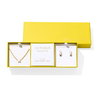 Complete with birthstone-inspired colorways and sparkling details, the Cailin Birthstone Gift Set is perfectly personalized for any occasion. This shining duo pairs a timeless pendant necklace with elevated everyday huggie earrings, creating a gift-ready set that’s pre-wrapped and offered at an exclusive price—ideal for any thoughtful gift giver.