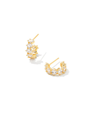
Shine bright with the Cailin Gold Crystal Huggie Earrings in White Crystal. Perfect for dainty jewelry lovers, they pair beautifully with other glam pieces.