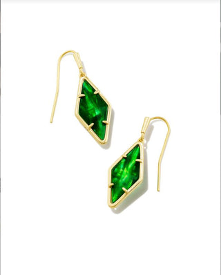 Kinsley Drop Earring Gold in Kelly Green Illusion