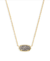 Elisa Gold Pendant Necklace in Platinum Drusy
