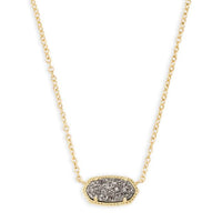 Elisa Gold Pendant Necklace in Platinum Drusy