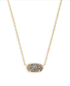 Elisa Gold Pendant Necklace in Platinum Drusy