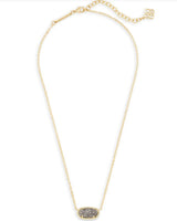 Elisa Gold Pendant Necklace in Platinum Drusy
