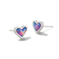 9608856570 - Framed Ari Heart Silver Studs in Lilac Opalescent Resin