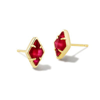 Kinsley Gold Stud Earrings in Raspberry Illusion
