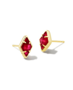 Kinsley Gold Stud Earrings in Raspberry Illusion