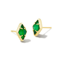 Kinsley Gold Stud Earrings in Kelly Green Illusion