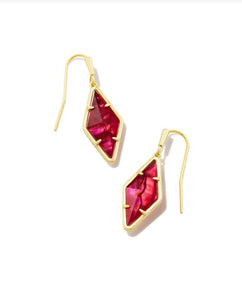 Kinsley Drop Earring Gold in Raspberry Illusion