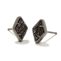 Kinsley Gunmetal Stud Earrings in Black Drusy