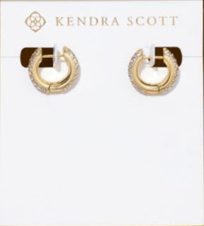 Mikki Gold Pave Huggie Earrings in White Crystal