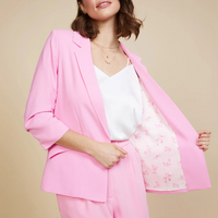 Recycled Shirred Sleeve Blazer - Ballerina Pink