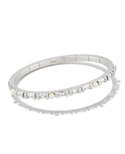 Gracie Bangle Bracelet in Silver White Mix