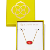 Boxed Elisa Gold Pendant Necklace in Red Illusion