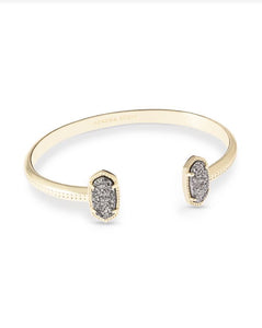 Elton Gold Cuff Bracelet in Platinum Drusy