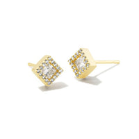 Gracie Stud Earring in Gold White Crystal