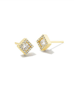 Gracie Stud Earring in Gold White Crystal