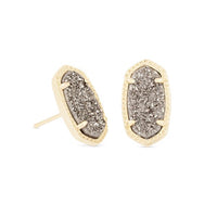 Ellie Gold Stud Earrings in Platinum Drusy