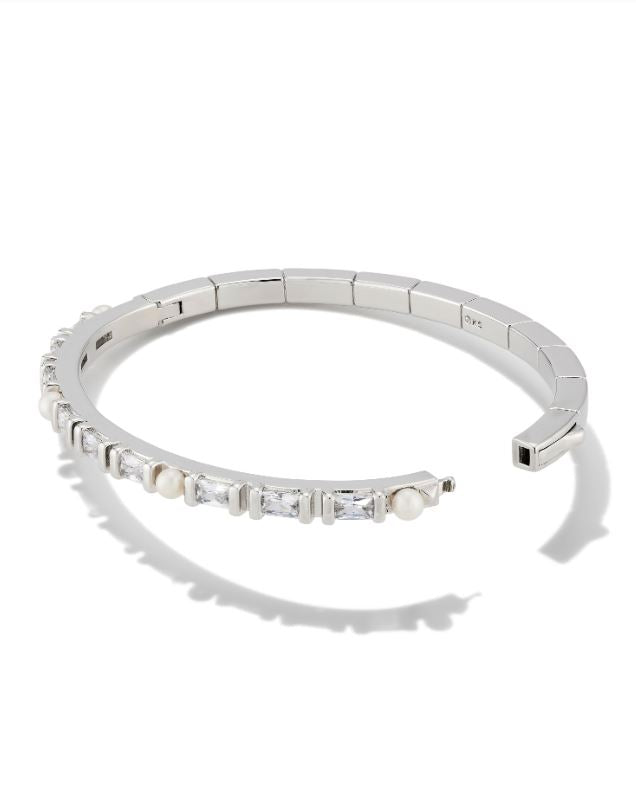 Gracie Bangle Bracelet in Silver White Mix | Sweet Southern Charm