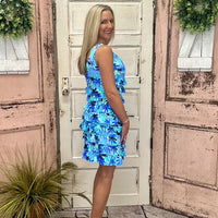 Turn heads in the Lulu-B Cha Cha Dress! Sleeveless with ruffle details, UPF50 sun protection & a flattering fit. Pre-shrunk, 92% nylon/8% spandex. Bestseller!