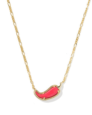 Style | Chili Pepper short pendant with signature hoofprint detailing
Stone | Red Vermillion Magnesite
Length | 16" chain with a 3" extender for an adjustable fit
Pendant | 0.73"L x 0.46"W
Symbolism | Good luck, protection, and prosperity