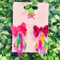 Color Play Ornament with Pink Bow Earrings