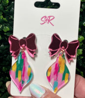 Color Play Ornament with Pink Bow Earrings
