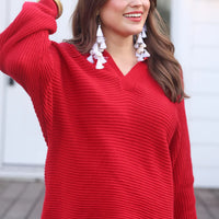 Zander Collared Sweater - Red