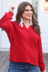 Zander Collared Sweater - Red