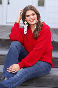 Zander Collared Sweater - Red