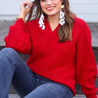 Zander Collared Sweater - Red