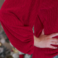 Red Marilee Pleated Velvet Top