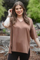 Cody Luxe Tunic Top - Chocolate
