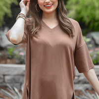 Cody Luxe Tunic Top - Chocolate