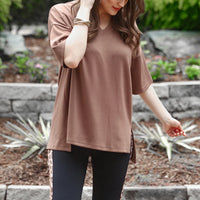 Cody Luxe Tunic Top - Chocolate