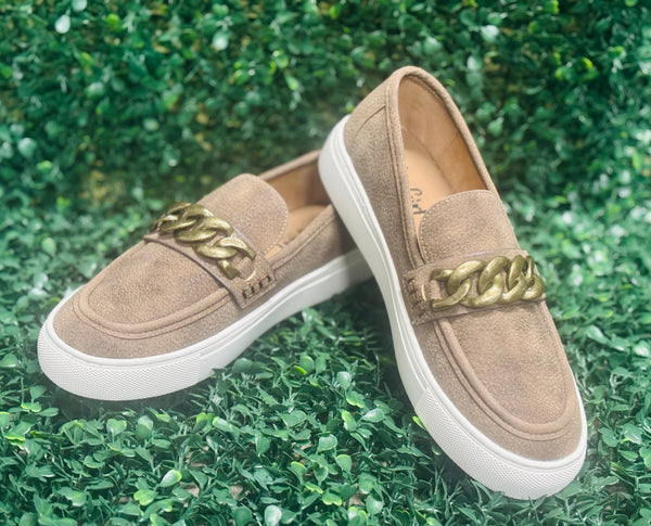 Step up your shoe game with the Corkys Chain Reaction Loafers! Featuring a sleek silhouette and a standout chain detail, these loafers add instant edge and sophistication to any outfit. Crafted with high-quality materials, they deliver comfort and durability for all-day wear. Whether for work, casual outings, or special occasions, these loafers are a versatile must-have for your wardrobe.
