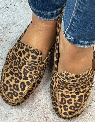 moccasin loafer in a bold leopard print