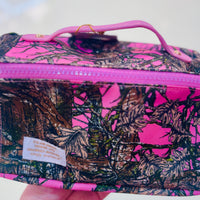 Pink and black camouflage makeup bag