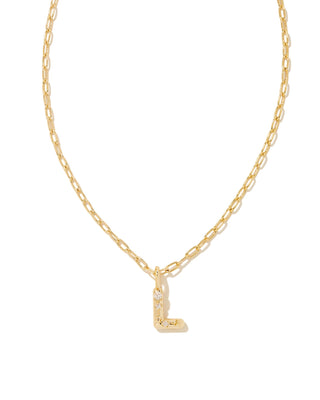 Brand | Kendra Scott
Style | Short initial pendant necklace
Initial | Letter L
Accents | White Crystal
Finish | Gold tone
Chain Length | 16 inches with a 3-inch extender
Pendant Size | 0.62 inches long x 0.35 inches wide