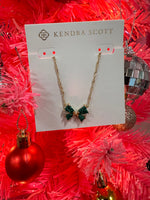 Blair Gold Bow Short Pendant Necklace in Emerald Drusy
