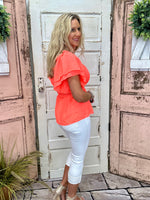 Ryan Ruffle Top - Coral
