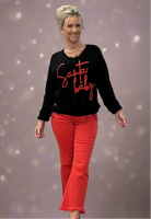 Knit V-Neck Sweater - Santa Baby
